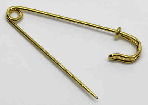 Large safety pin - gold coloured 3" long