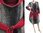 Artsy balloon dress separate turtleneck, boiled wool in grey red S-M