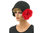 Black hat with silk flower, handmade merino felt M-L