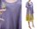 Boho flower dress with scarf, crinkle cotton in lilac yellow L-XL