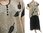 Flared lagenook tunic with leaves, linen gauze nature black M-L