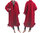 Lagenlook artsy long coat with leaves, boiled wool red L-XL