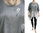 Lagenlook boho flared tunic, bluish grey + white L-XL