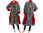 Lagenlook handmade bulgy coat boiled wool grey white red M-L