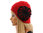 Boho lagenlook hat cap with flower, boiled wool in red black M-XXL