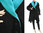Handmade boho artsy flared coat, wool in black turquoise S-M
