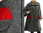 Boho flared coat with collar - boiled wool in grey with red S-L