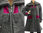 Boho flared coat with collar - boiled wool in grey magenta L-XL