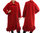 Lagenlook artsy boho coat with leaves, boiled wool in red M-L
