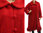 Lagenlook artsy boho coat with leaves, boiled wool in red M-L