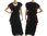 Stunning linen party cocktail dress with flounces in black red S-M