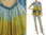 Artsy boho flared tunic with ruffle, frilled pockets in blue yellow S-M