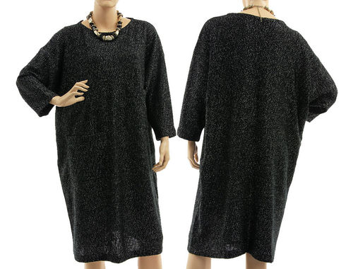 Beautiful knit dress, merino wool in black with lurex L-XL