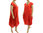 Lagenlook boho bulgy balloon dress linen in orange-red L-XL