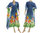 Flower dress with scarf, crinkle cotton blue yellow red green S-M