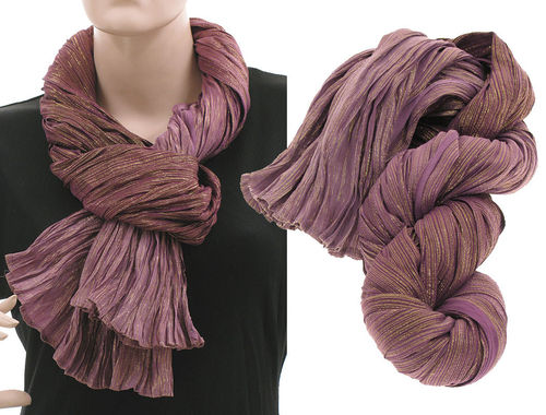 Lagenlook scarf silk gold threads crushed hand dyed in berry