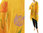 Artsy boho hand painted yellow linen gauze tunic with tulips M-XL