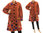Boho flared coat with polka dots, boiled wool in rust M-L