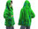 Boho jacket with separate hood, boiled wool in green M-L