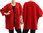 Oversized batwing V-neck jacket, boiled felted merino wool in red L-XXL