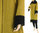 Stylish lagenlook fall winter coat, boiled wool in mustard black M-L