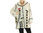 Lagenlook hooded jacket with houses, crinkle cotton in white L-XL