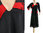 Fancy flared maxi linen dress in black red L