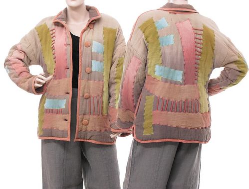 Lagenlook boho jacket patchwork, hand dyed cotton many coloured S-M