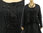 Boho linen jacket with embroidered stripes, in black XL-XXL
