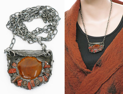 Lagenlook handmade necklace - half wrapped