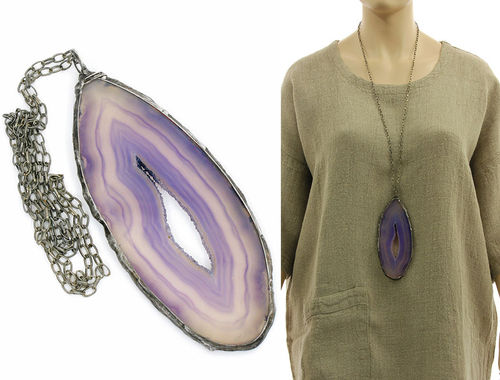 Lagenlook handmade necklace - very large agate