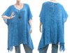 Lagenlook knitted A-line sweater tunic Emily, cotton mix in blue L-XXL