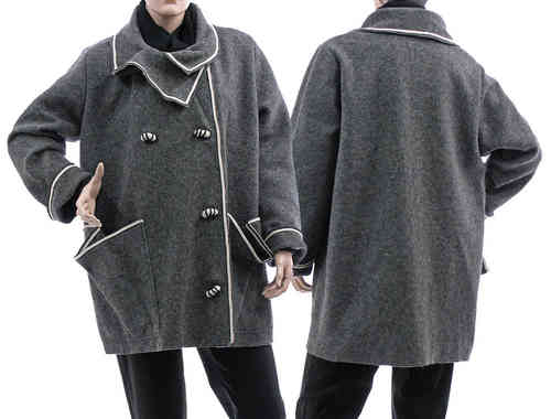 Lagenlook jacket / coat boiled wool in grey L