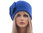 Boho lagenlook hat cap with bow boiled wool in cobalt blue L XL