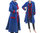 Artsy bell shaped coat boiled wool with bows, cobalt blue M-L