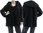 Boho lagenlook hooded jacket, boiled wool in black L