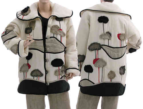 Amazing boho artsy landscape jacket, cotton in off white M-L