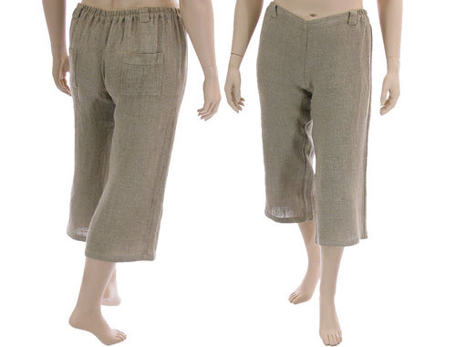 Lagenlook casual pants 7/8 length, linen in nature L-XL