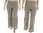 Lagenlook long flared pants for tall women, linen in nature L-XL