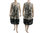 Lagenlook linen balloon pinafore dress with print nature black M-L