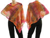 Lagenlook knit linen poncho wrap top in orange pink brown S-XL