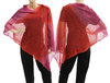 Lagenlook knit linen poncho wrap top in red with pink S-XL
