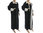 Lagenlook puristic long linen coat in black with white M-L