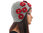 Boho lagenlook hat cap with flowers boiled wool grey red M-XL