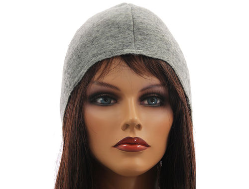 Simply boho lagenlook hat cap, boiled wool in grey M-XL