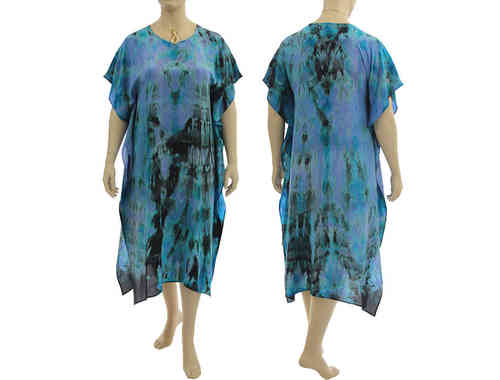 Boho artsy silk evening dress tunic, turquoise, lilac, black S-XL