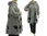 Boho artsy flared coat with separate hood, boiled wool in grey L-XXL