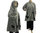Boho artsy flared coat with separate hood, boiled wool in grey L-XXL