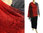 Lagenlook knit linen shawl wrap cape in red grey S-XL