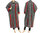 Lagenlook maxi coat with stripes boiled wool in grey red XL-XXL